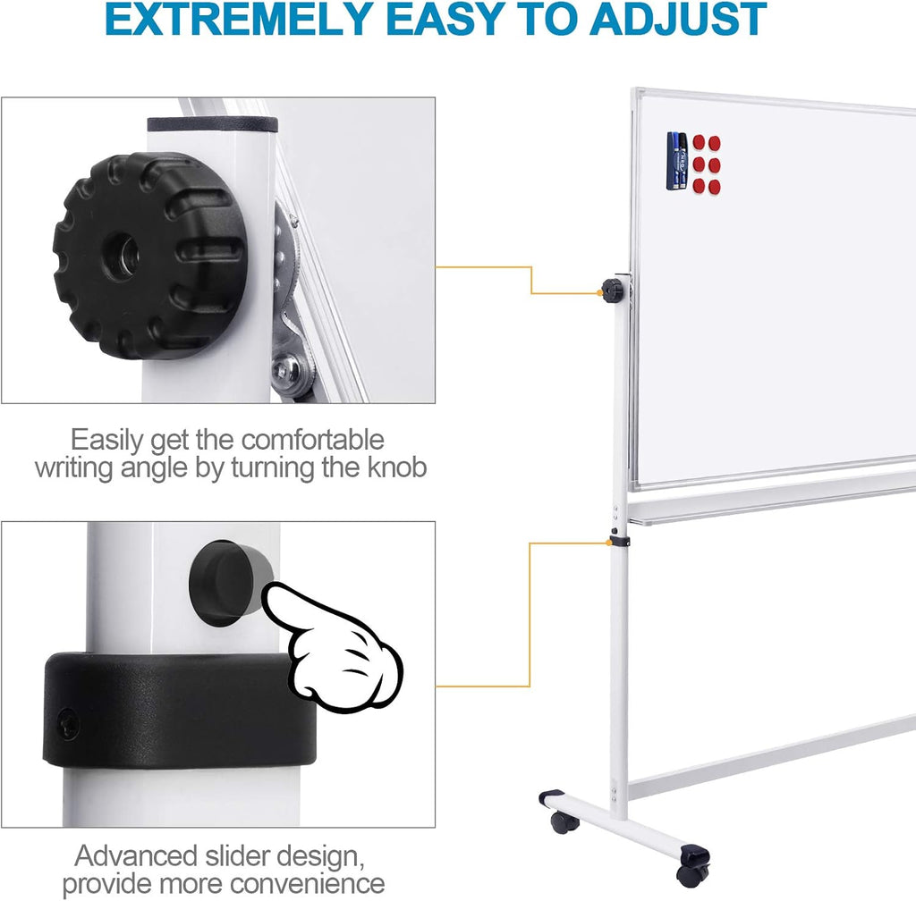 48x36 Height Adjustable Double Sided Magnetic Whiteboard with Stand J228429