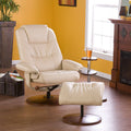 Taupe Leather Recliner and Ottoman P524