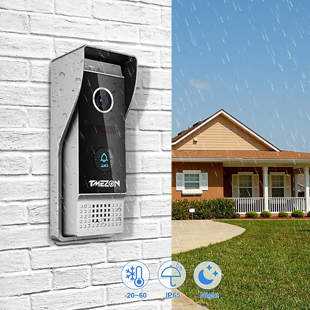 Wireless WIFI Video Door Phone IP Doorbell Intercom System with Camera 4 Wire 7 Inch Entry with 1x1080P Wired Camera Night Vision E6345