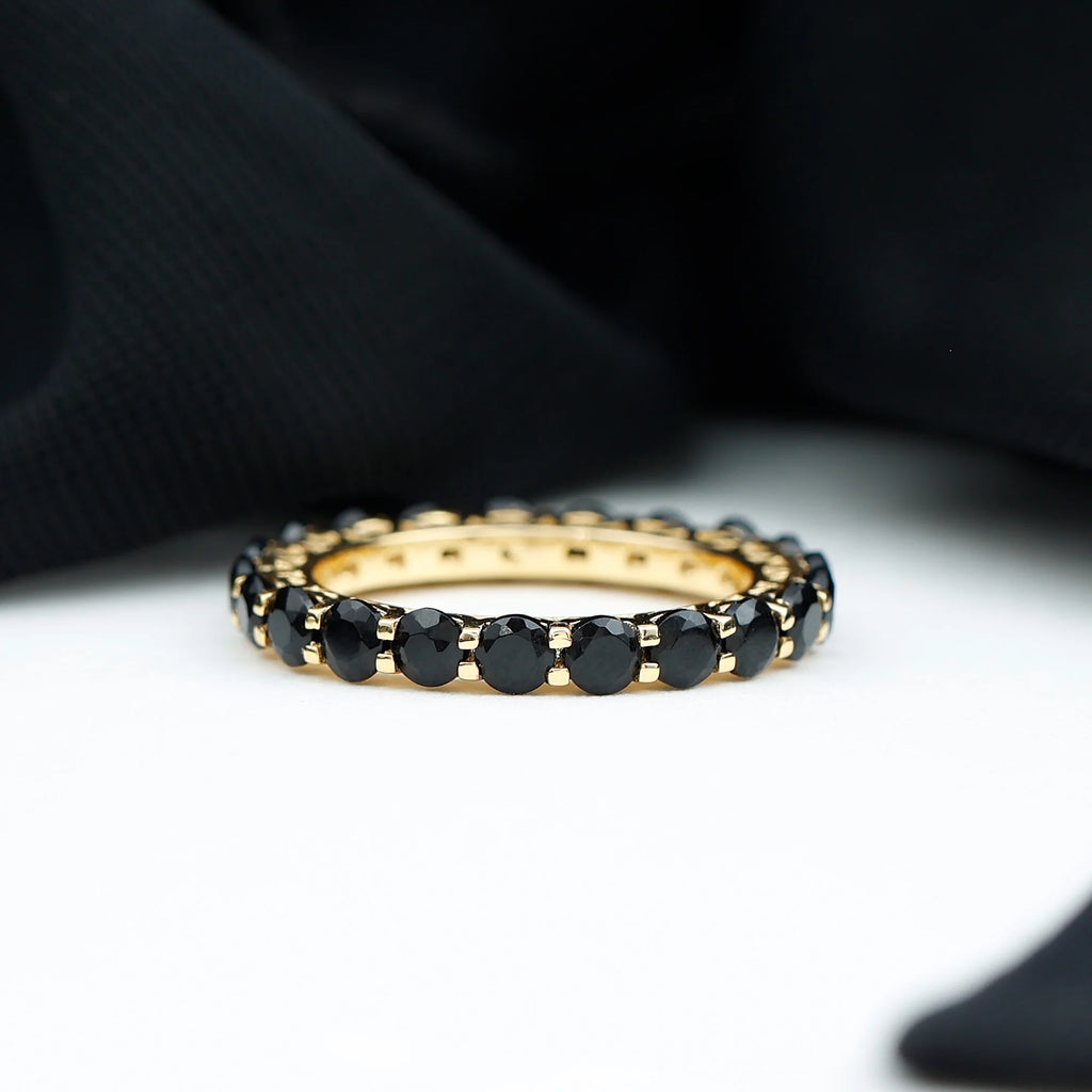Black Onyx Eternity Ring 10K Yellow Gold X38583