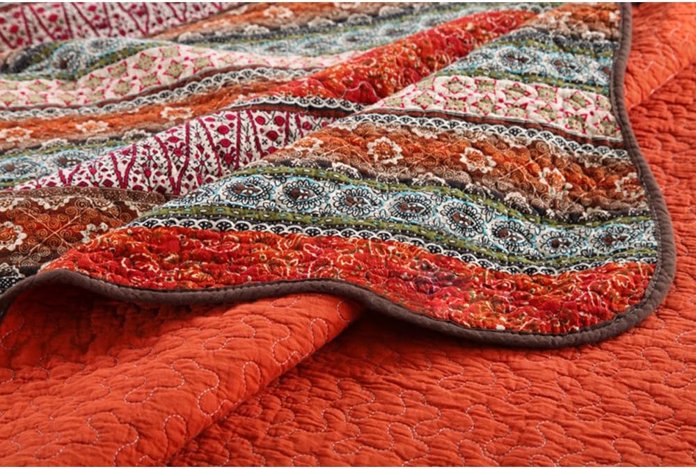 King Size Cotton Patchwork Bedspread Quilt Set V7289