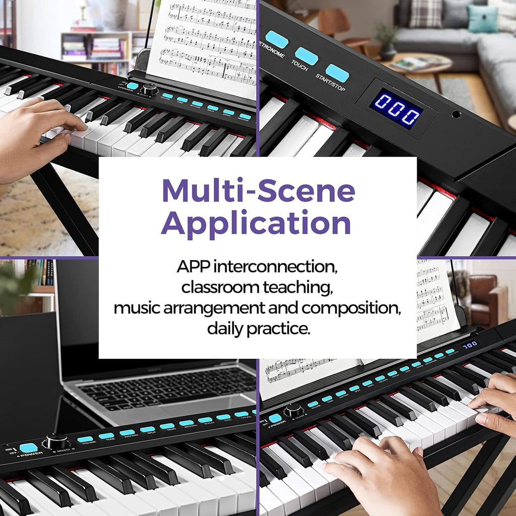 88-Key Semi-Weighted Electronic Keyboard Piano with X-Stand, Sustain Pedal, Power Supply, Carrying Case R22195