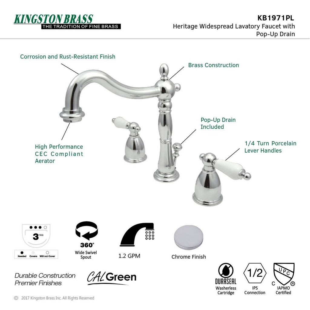 Polished Brass Widespread Bathroom Faucet V950