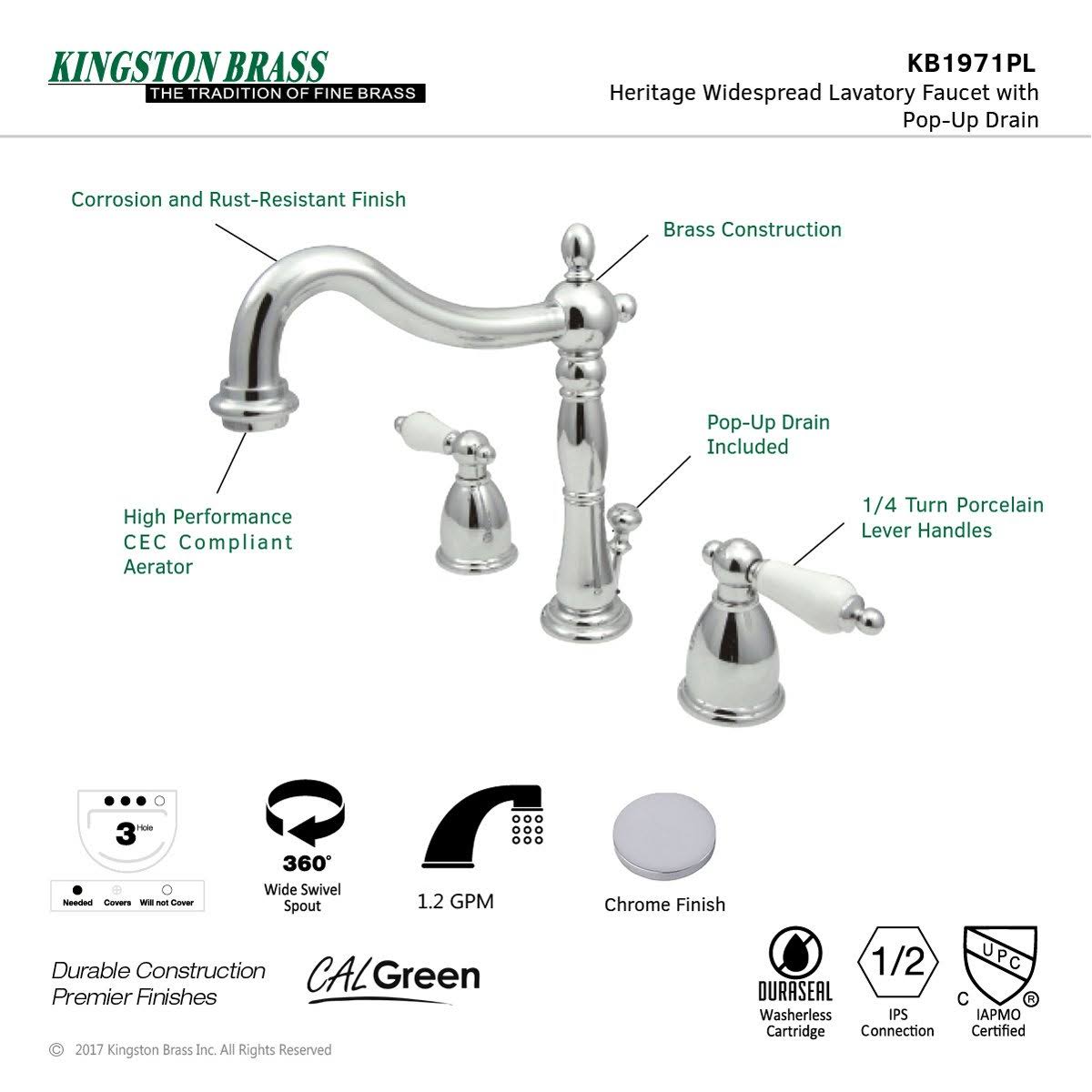 Polished Brass Widespread Bathroom Faucet V950