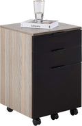3 Drawer Rolling Wood File Cabinet with Locking Wheels, Black Z21806