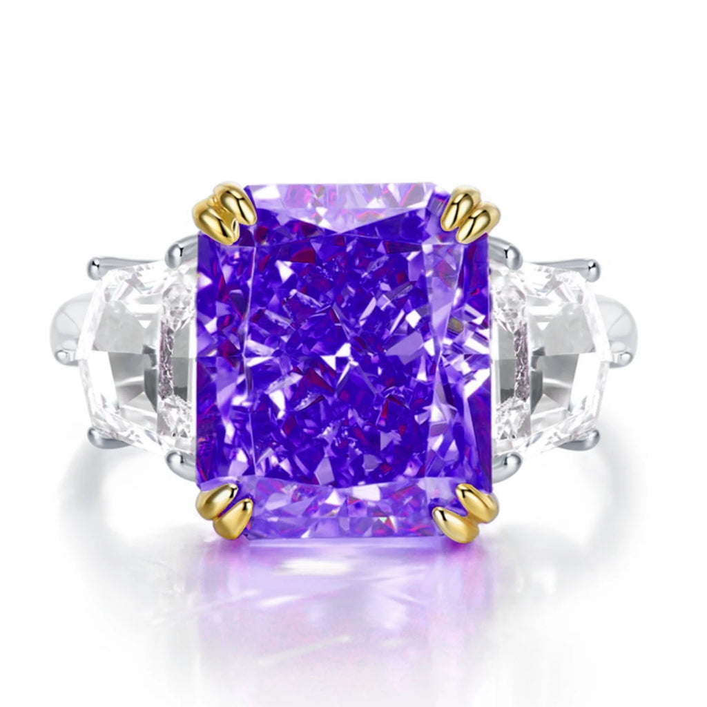 S925 Sterling Silver Radiant Cut Engagement Ring Z815