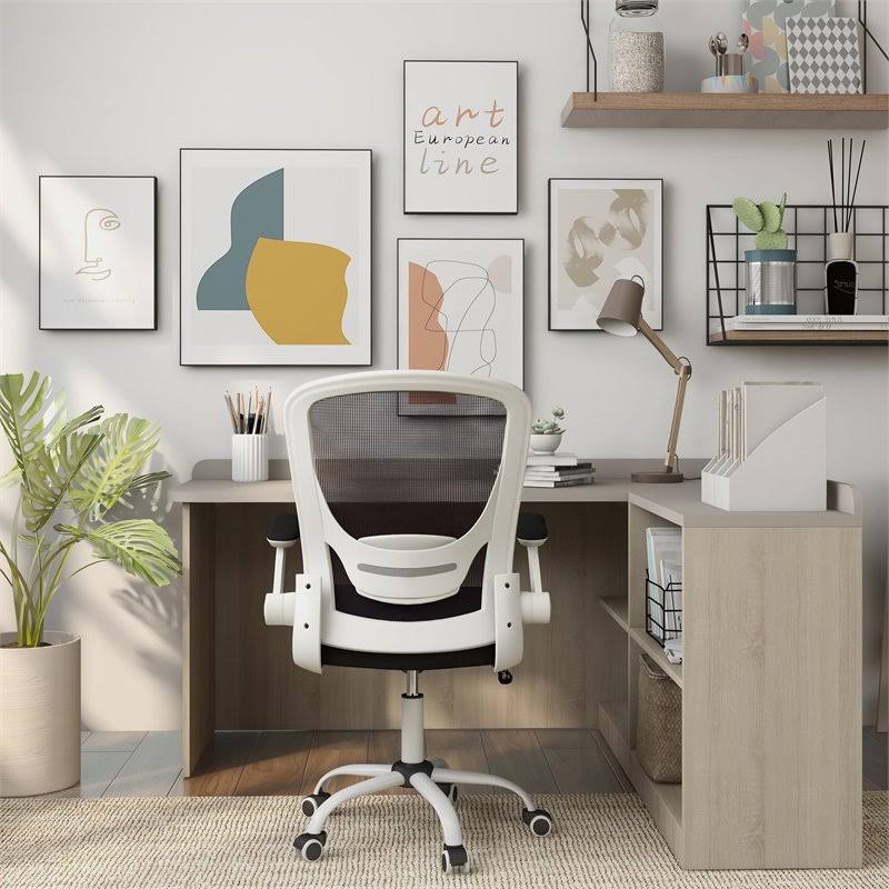 White Adjustable Mesh and Metal Office Chair S408