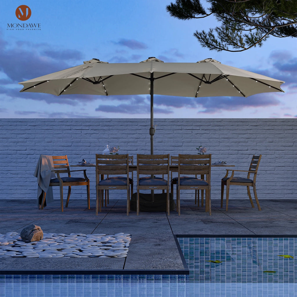 15ft Large Patio Umbrella with 36 LED Lights, Base Included P369317