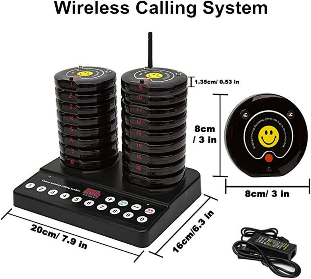 Wireless Restaurant Paging System with 20 Coaster Pagers and 1 Numeric Keypad Transmitter U31842