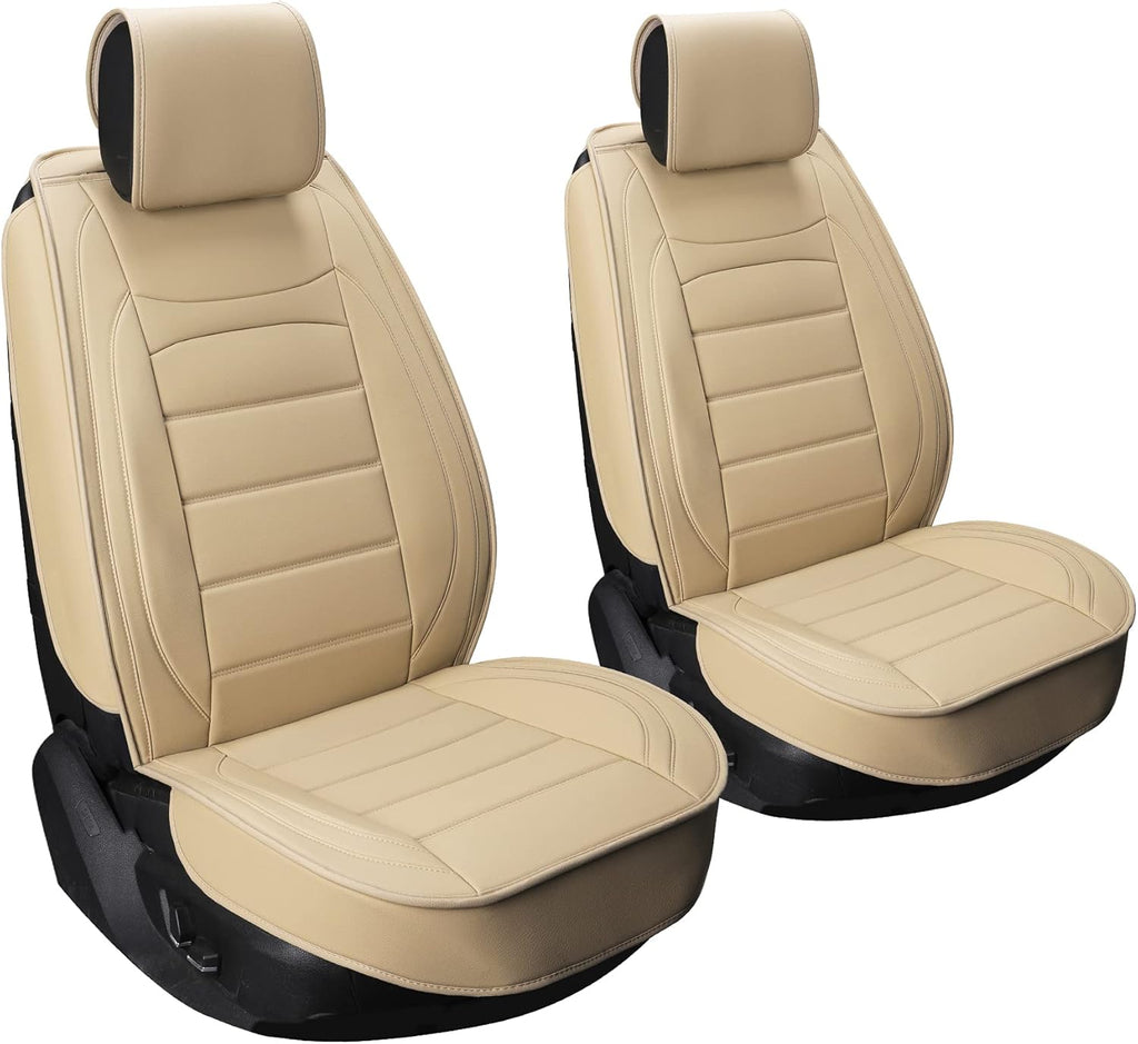 Black & Blue Leather Car Seat Covers 2Pcs Waterproof K641252