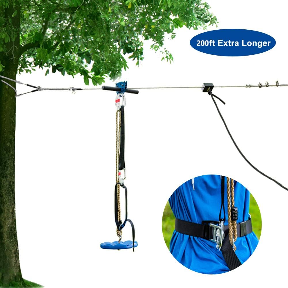 304 Stainless Steel Cable Zip Line Kit with Detachable Trolley (200ft) S33023