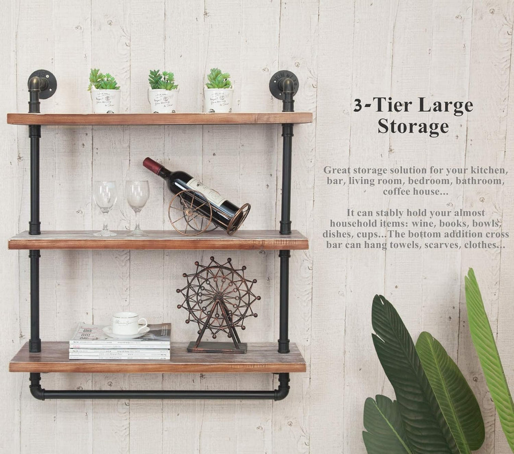 Industrial Retro Wall Mounted Iron Water Pipe Shelf X611846
