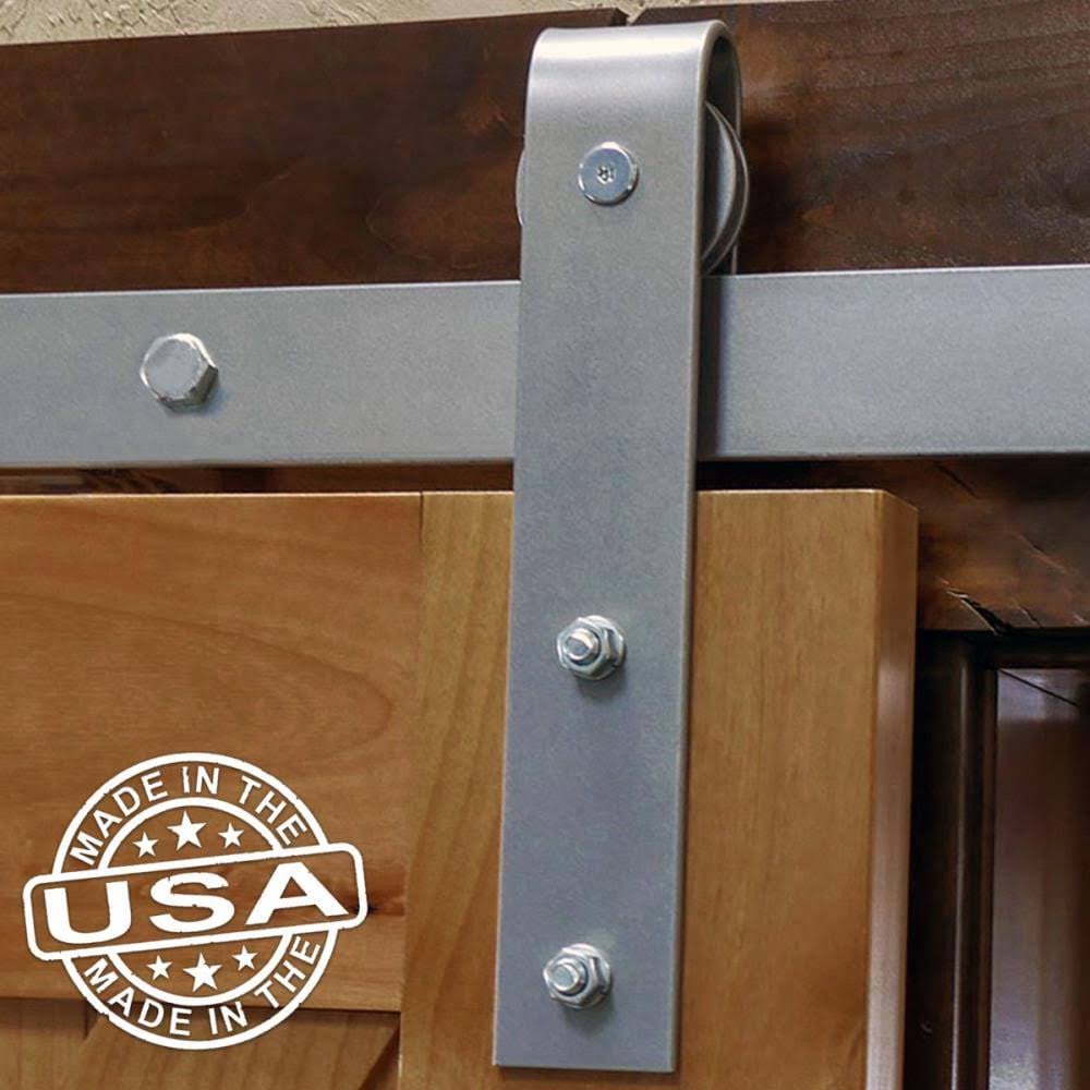 Barn Door Hardware Set with 8 ft Track, Silver Metallic F24425
