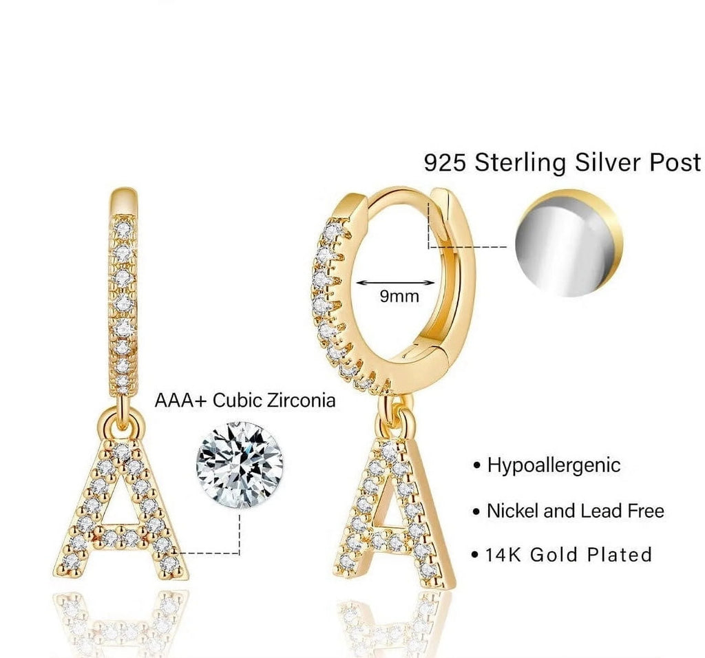 925 Sterling Silver Cubic Zirconia Hoop Earrings A964