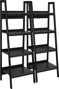 Black 4 Shelf Ladder Bookcase X5541