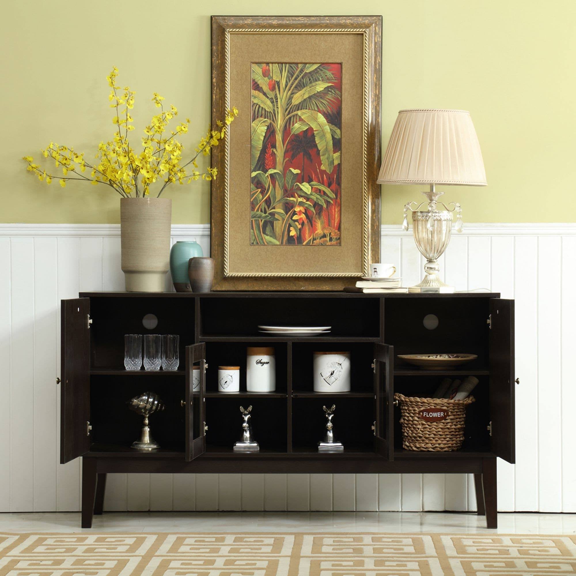 Dark Brown Wide Buffet Table Cabinet TV Console D875333