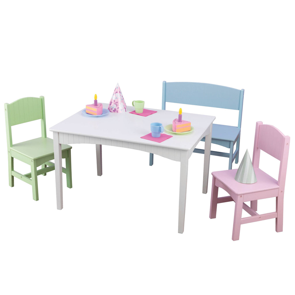 Pastel Table with Bench and 2 Chairs S699595