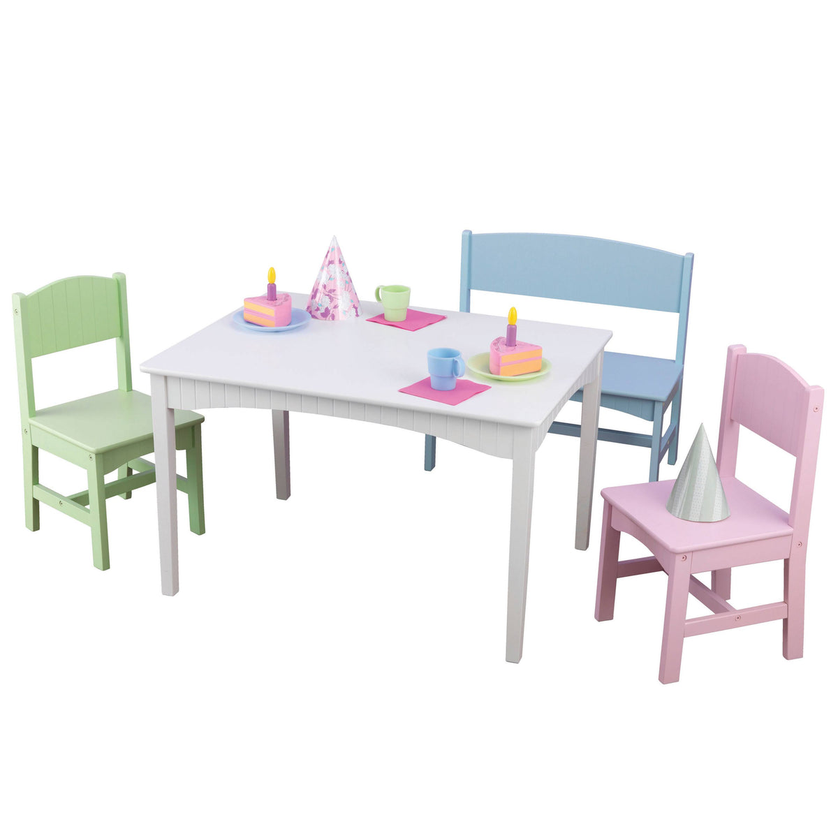 Pastel Table with Bench and 2 Chairs S699595