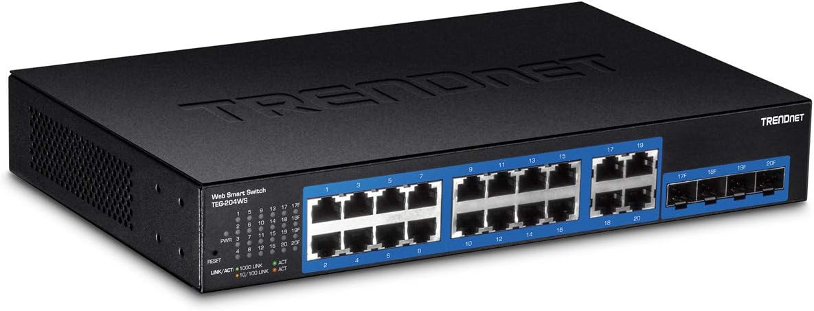 20-Port Gigabit Web Smart Switch with 16 x Gigabit Ports and 4 x shared Gigabit Ports K295