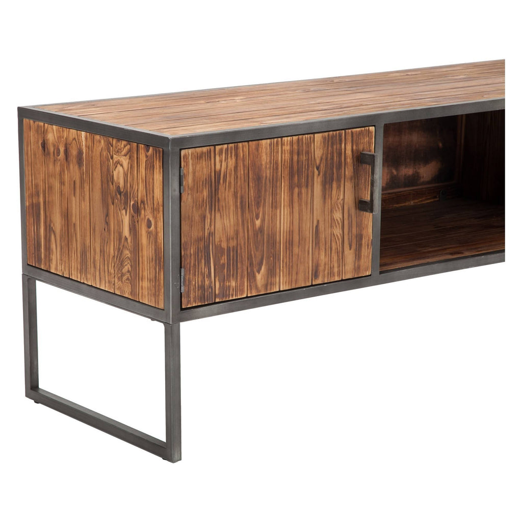 Natural Wood and Metal Media Console L604