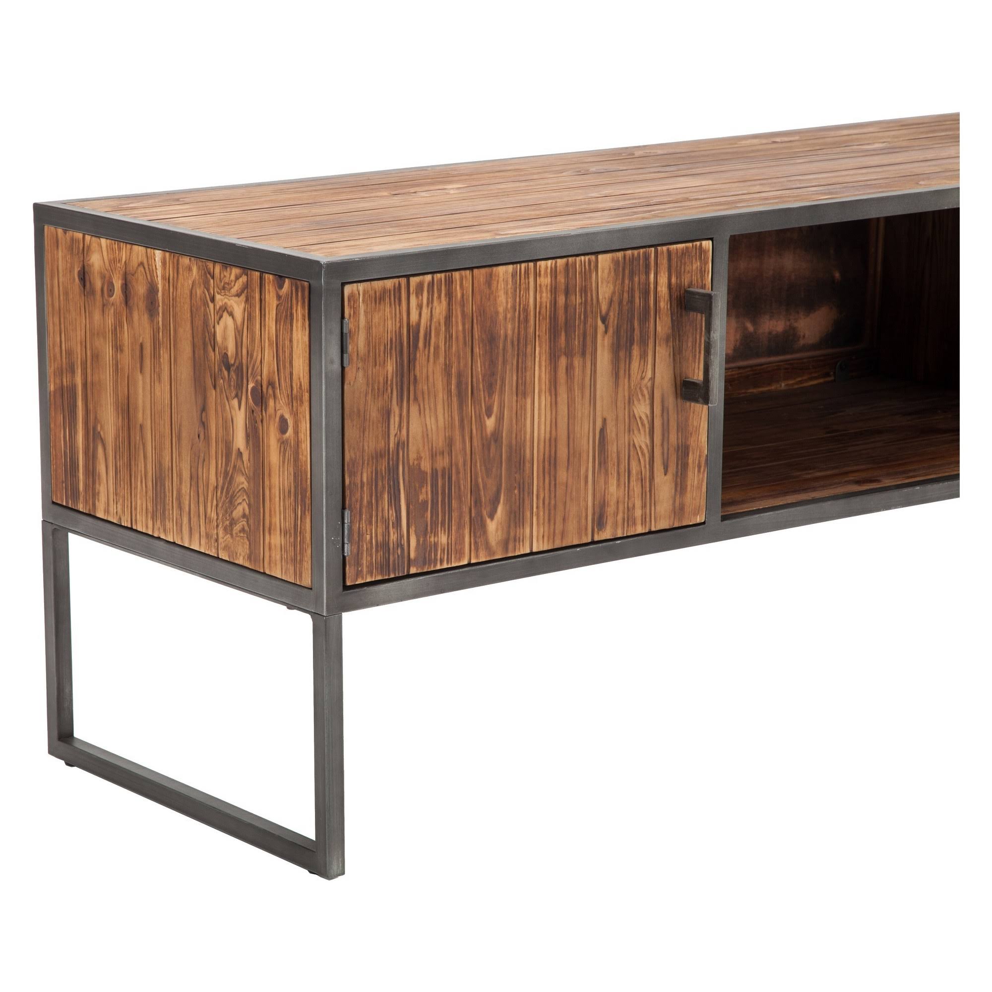 Natural Wood and Metal Media Console L604