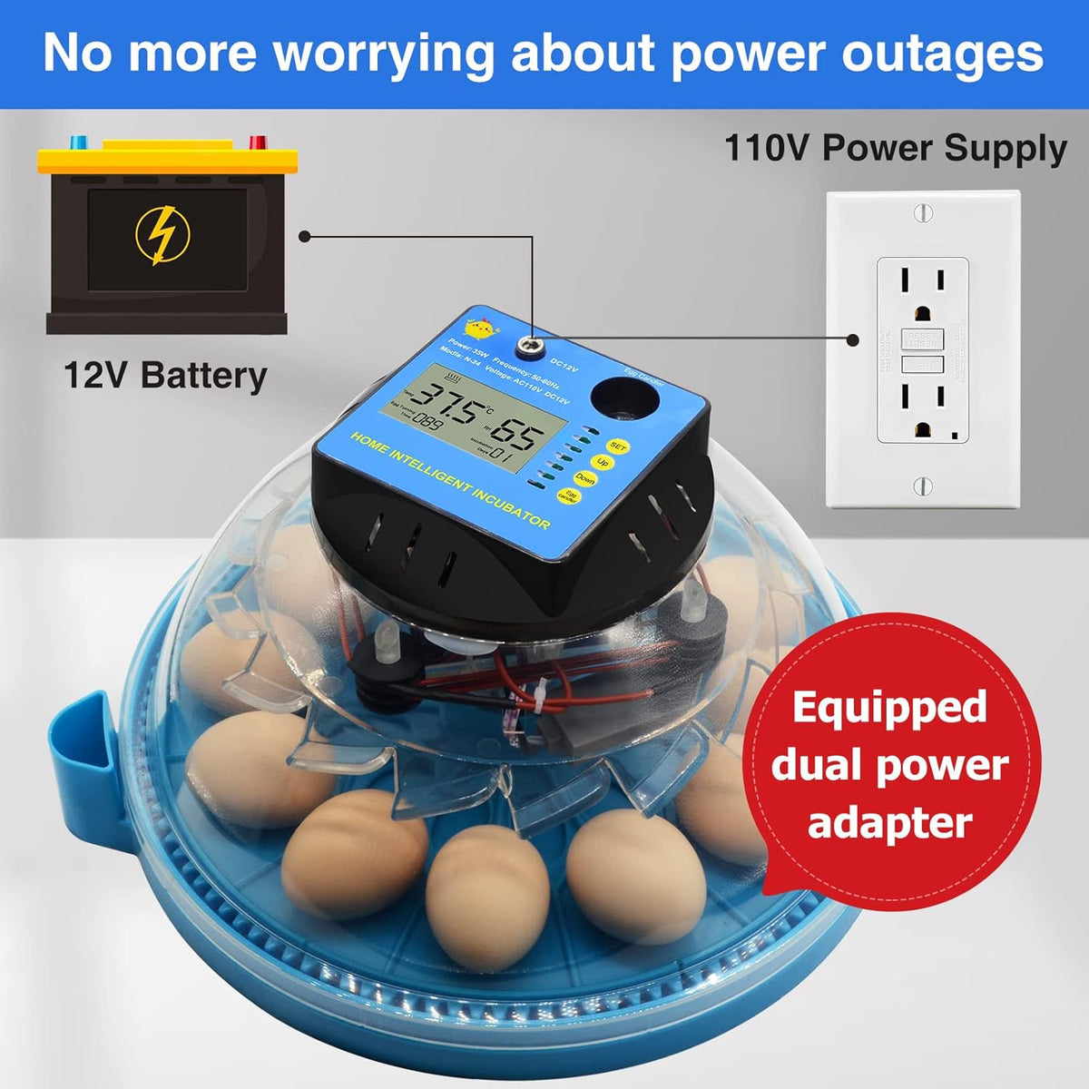 2 Pc Automatic Egg Incubator with Humidity Display G24425