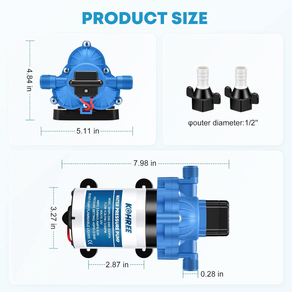 12V DC Diaphragm Water Pump with Pressure Switch G553
