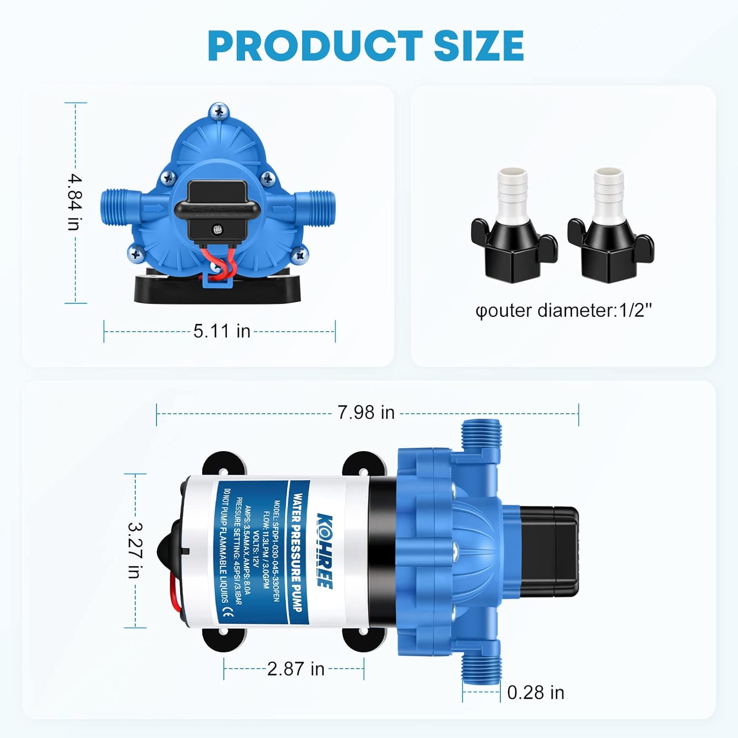 12V DC Diaphragm Water Pump with Pressure Switch G553