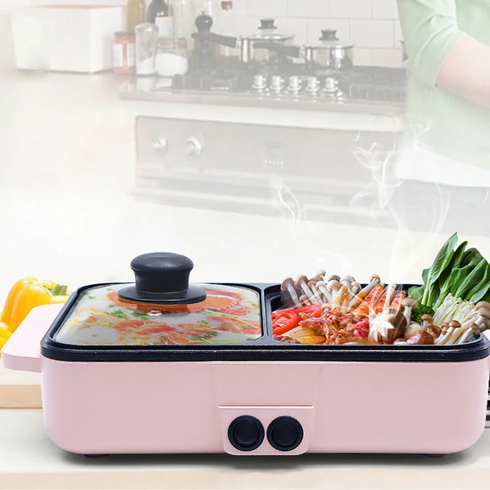 Pink Electric Grill Non-stick Stainless Steel T886