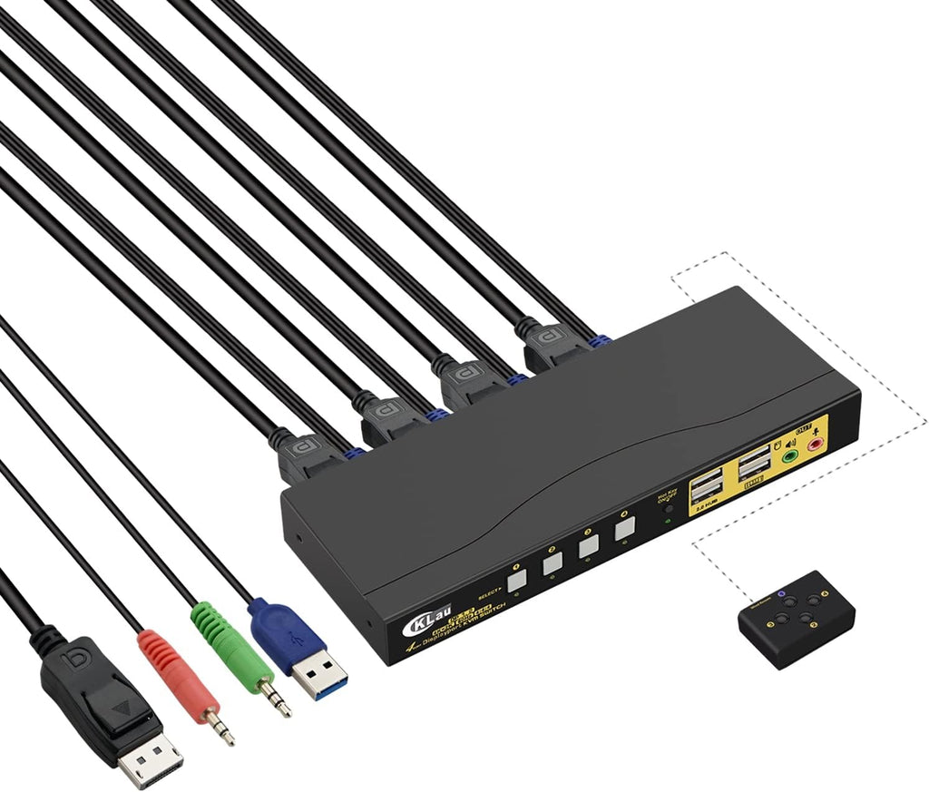 4Kx2K@60Hz DP 1.2 Dual Port Displayport KVM Switch with Audio and Cables Z251