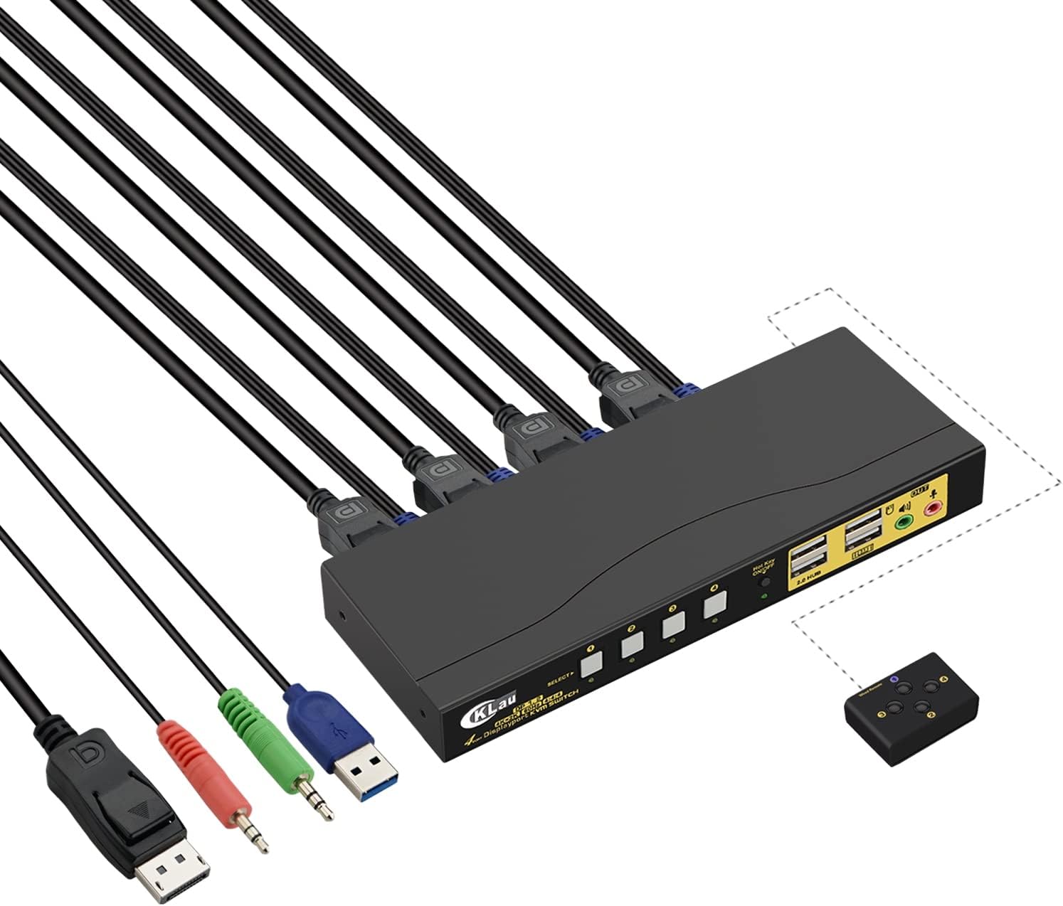 4Kx2K@60Hz DP 1.2 Dual Port Displayport KVM Switch with Audio and Cables Z251