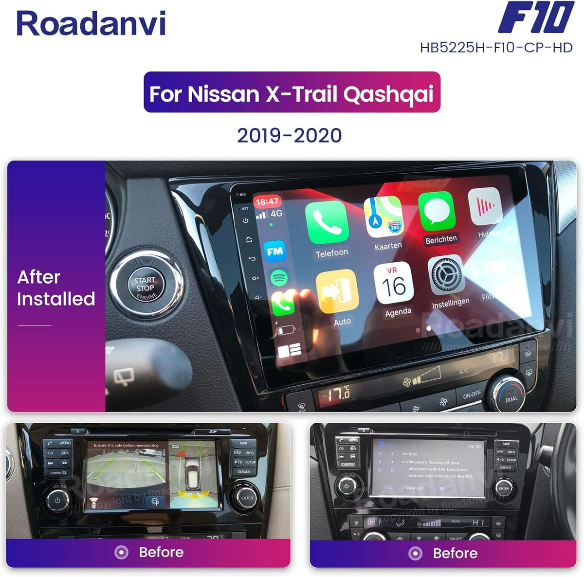Car Stereo Bluetooth Touch Screen Radio with Carplay Android Auto A48122