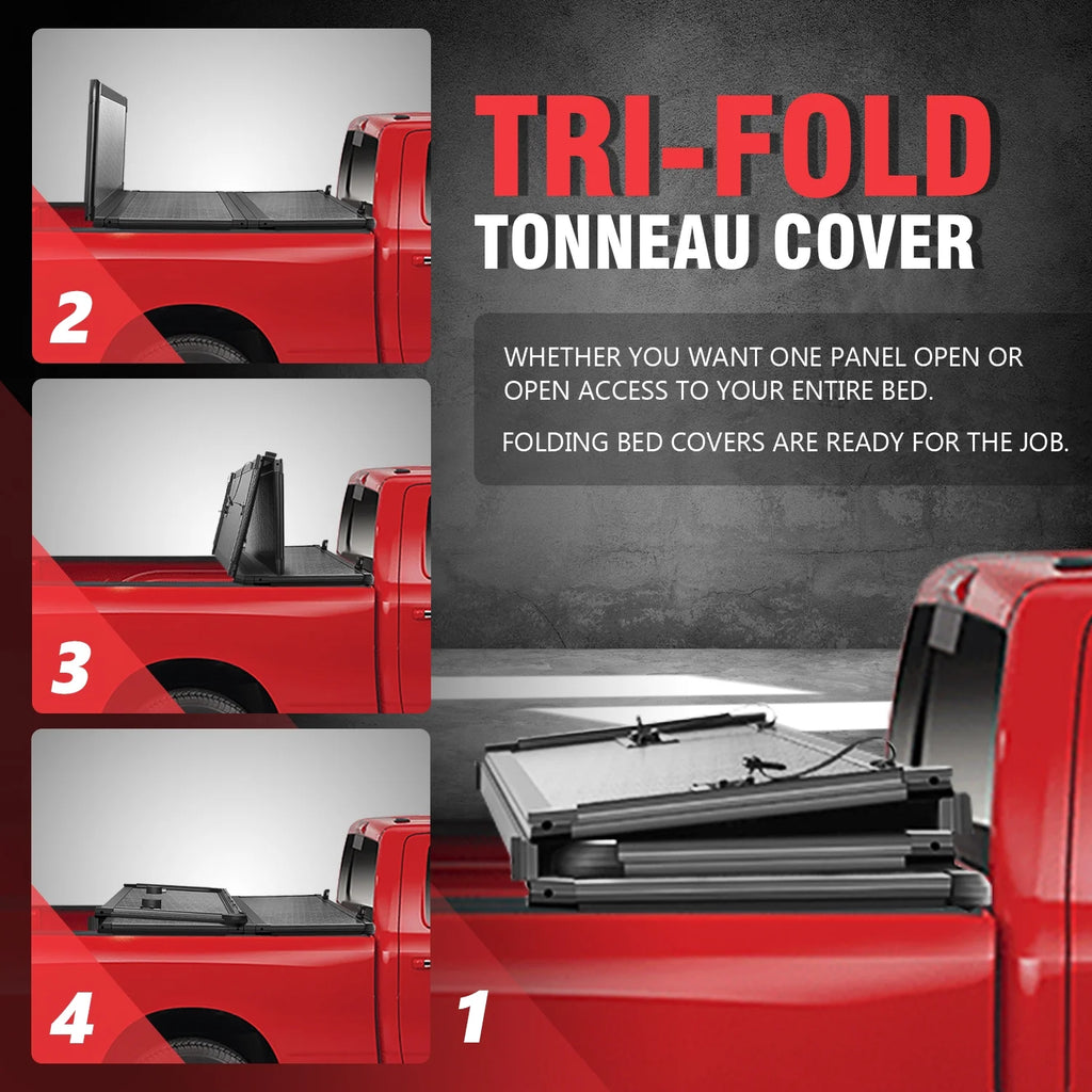 Hard Solid Tri-Fold Tonneau Cover for Chevy Silverado GMC Sierra 8Ft Long Bed O13866