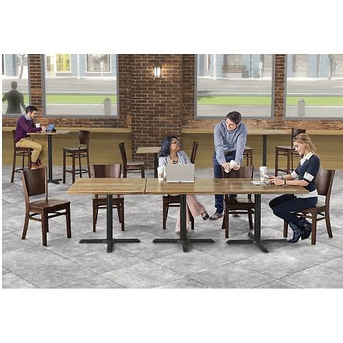 Solid Wood Top Bar Height Table Natural Distressed Finish Black Base G7414