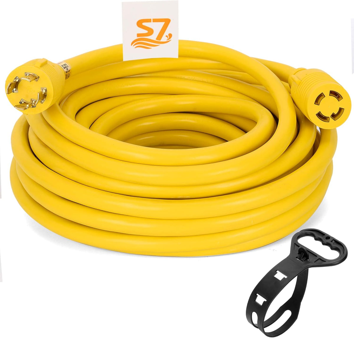 50ft 10 Gauge SJTW 125/250V 30Amp 7500 Watt Yellow Generator Locking Power Cord K234667