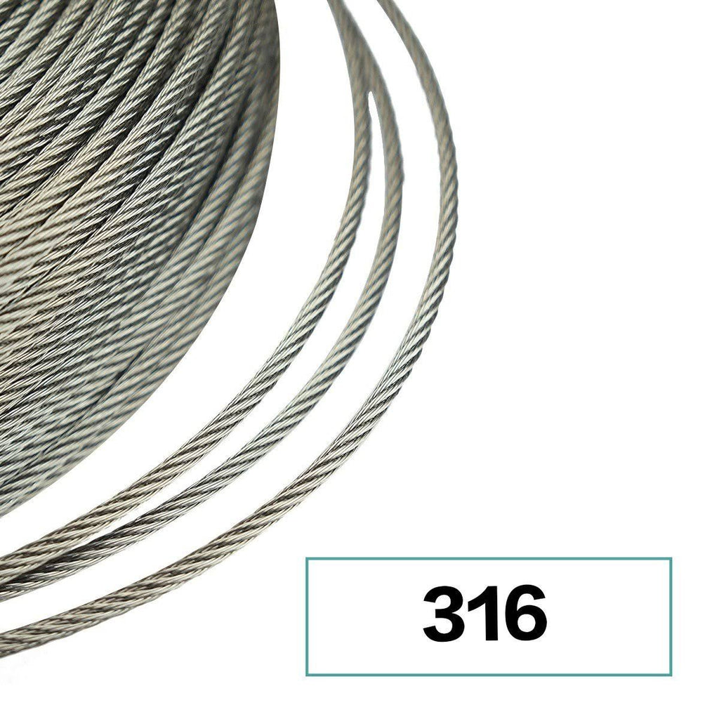 Stainless Steel Cable 1/8 inch T316 Marine Grade Wire Rope 7x7 Strands J54208