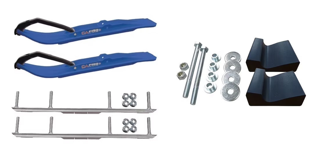 Blue XT Snowmobile Skis with 4.5" Shaper Bars Complete Kit L5923