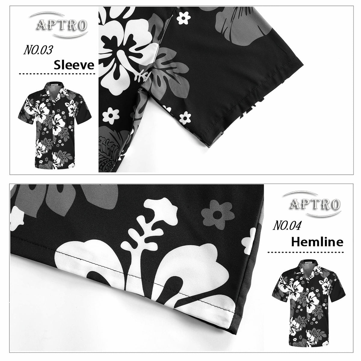Men’s Short Sleeve Casual Button Down Shirts With Pocket Floral Black 2XL L920422