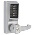 Pushbutton Lever Lock with Key Override in Satin Chrome R9440
