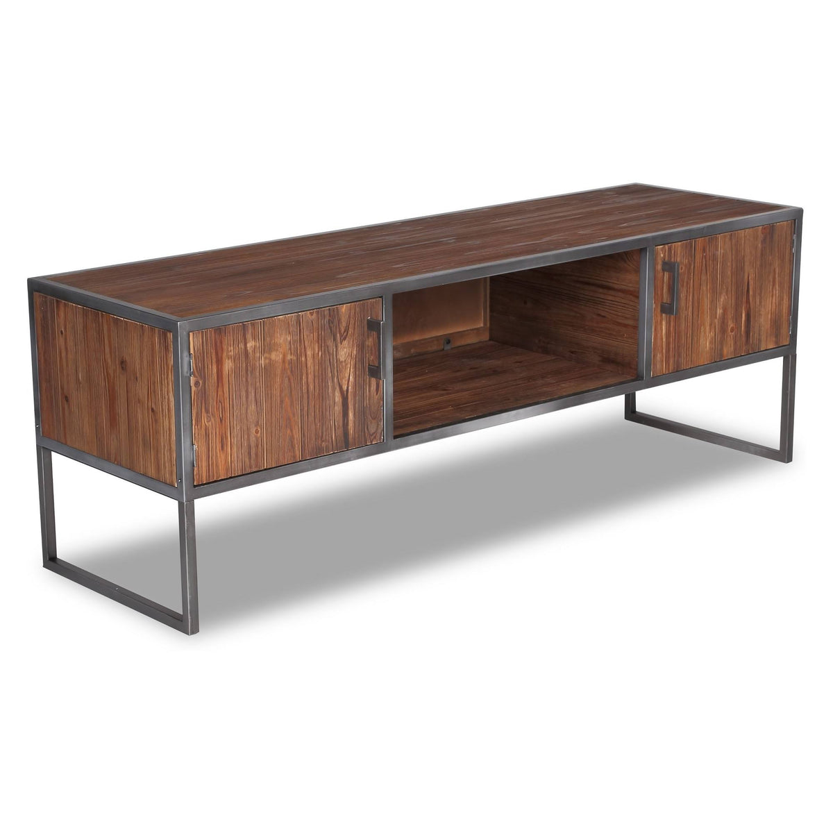 Natural Wood and Metal Media Console L604
