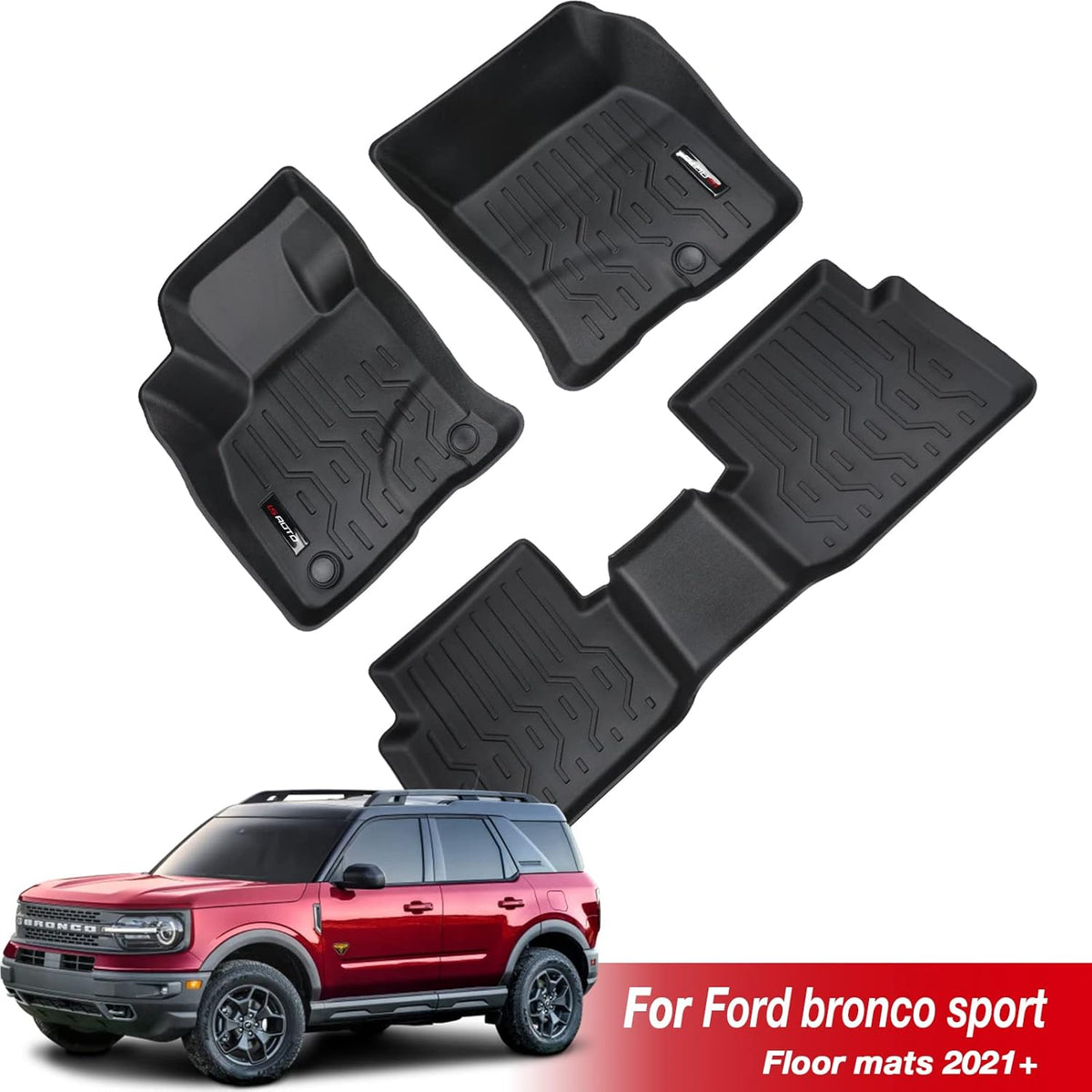 3D Design All Weather Floor Liners for 2021 2022 Ford Bronco Sport 4 Door Black C315
