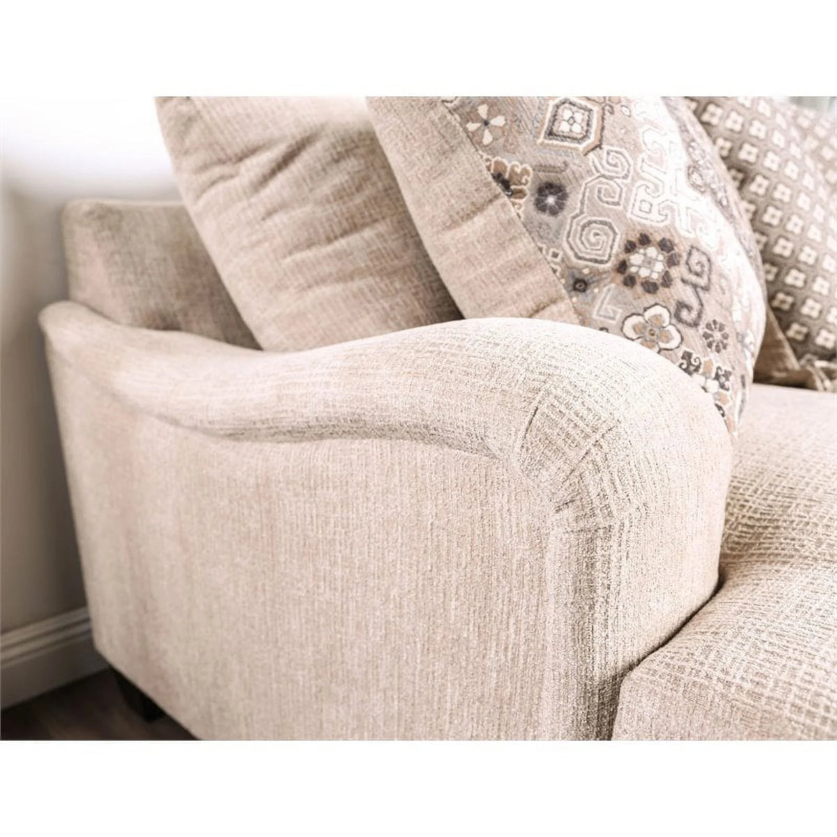 Brown Chenille Nail Head Loveseat N436
