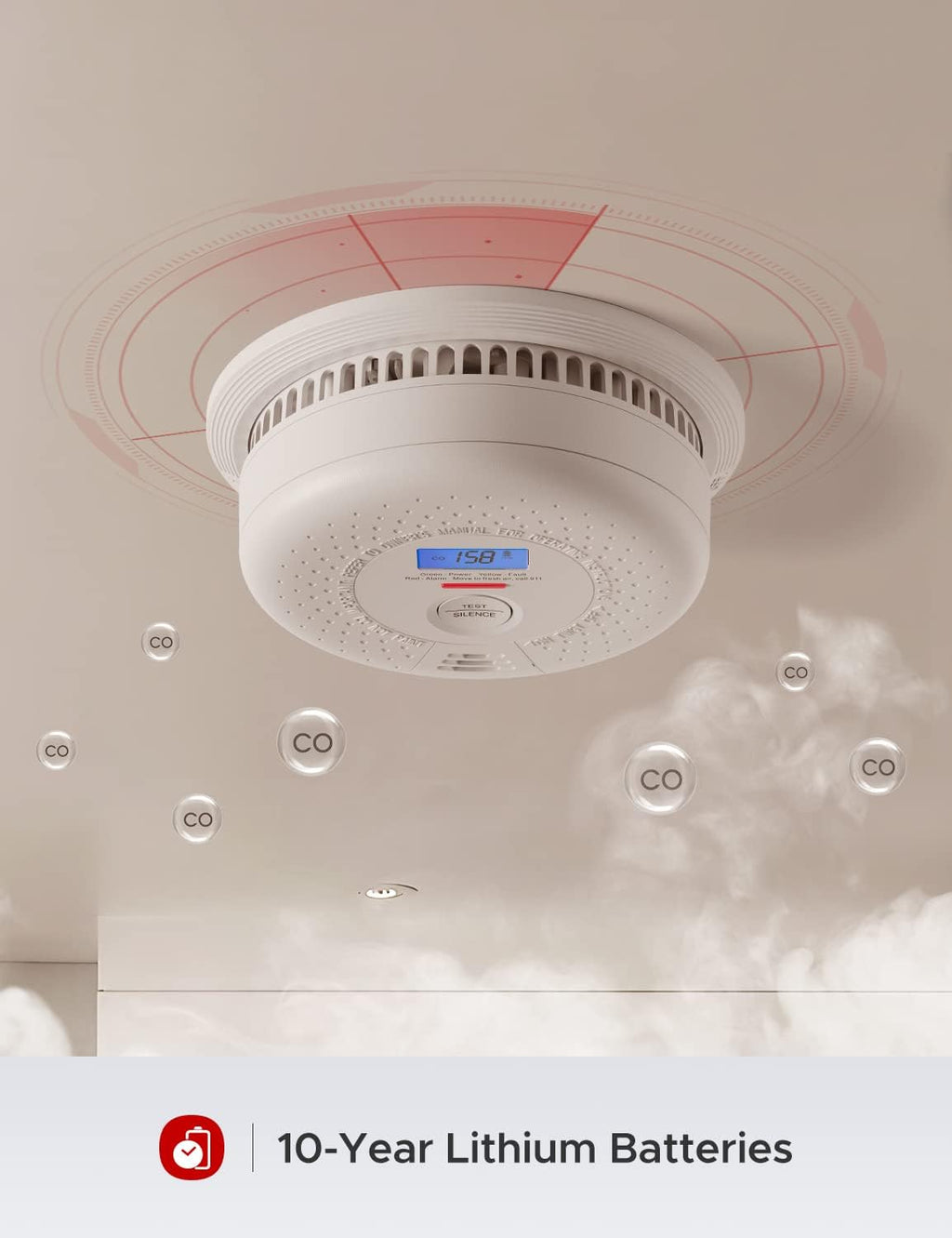 10-Year Battery Dual Sensor Smoke and Carbon Monoxide Alarm, 5-Pack K318