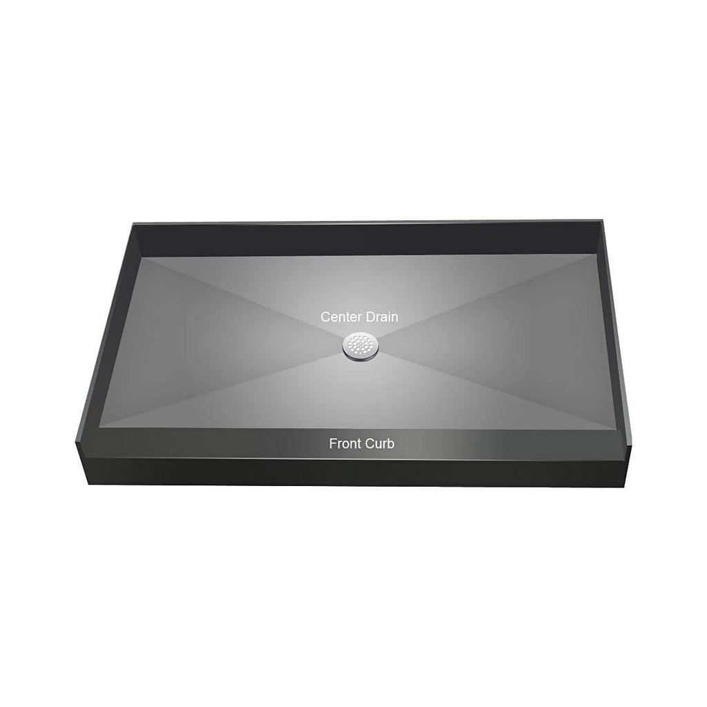 Black Single Curb Shower Pan with Left Drain J201