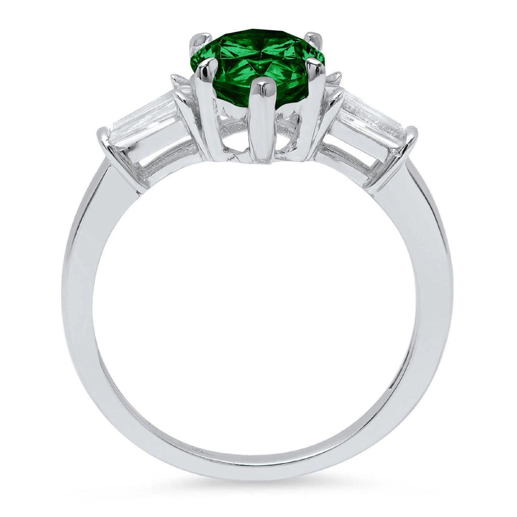 2.3ct Pear Cut Green Simulated Emerald 14k White Gold 3 Stone Ring Size 10.5 J35887