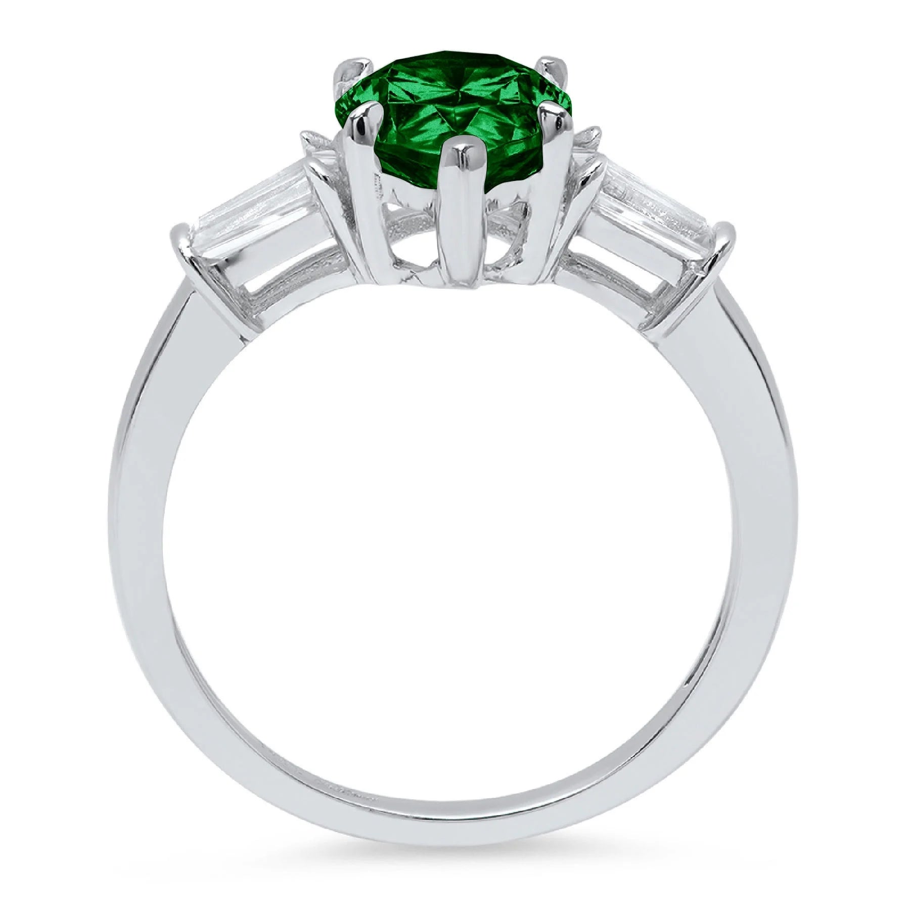 2.3ct Pear Cut Green Simulated Emerald 14k White Gold 3 Stone Ring Size 10.5 J35887