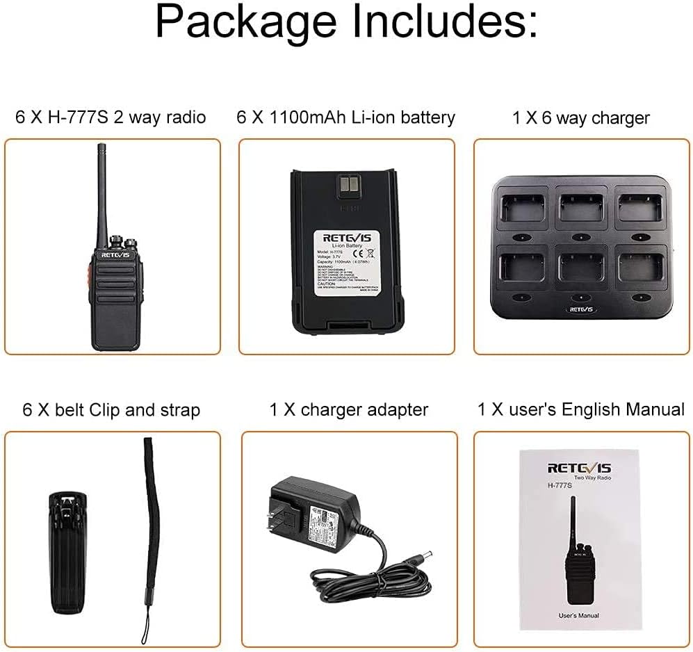 6 Pack Walkie Talkies with Multi Gang Charger S492