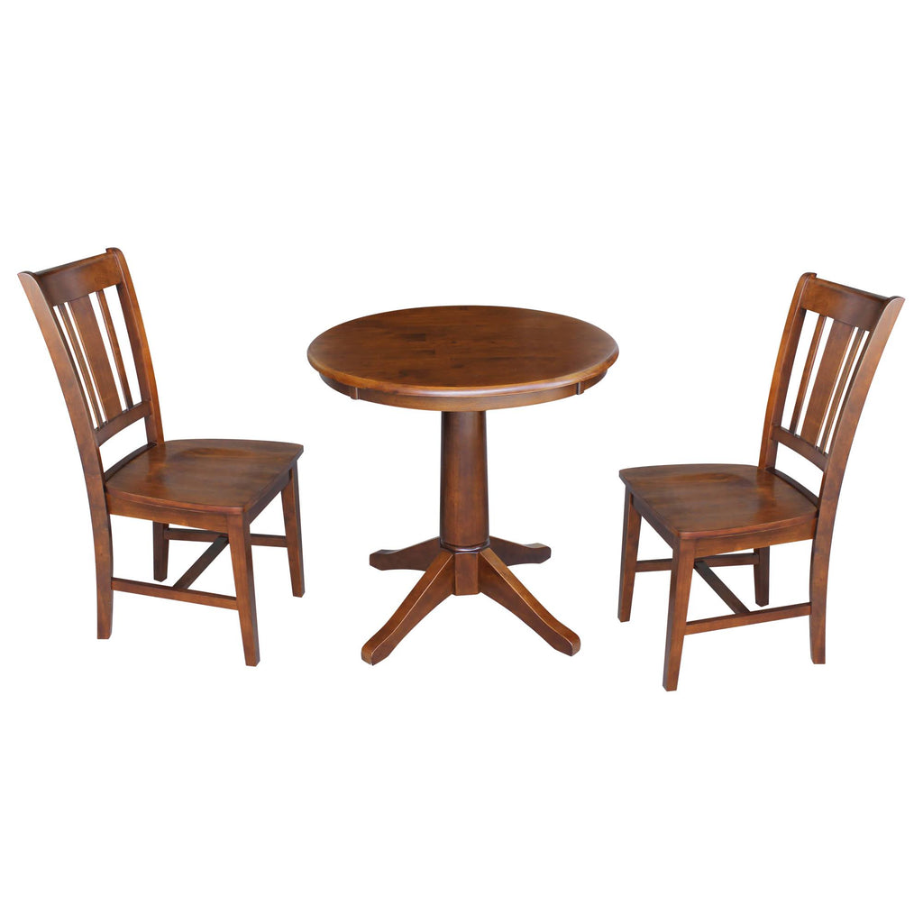 Espresso Round Top Pedestal Table with 2 Chairs D8443