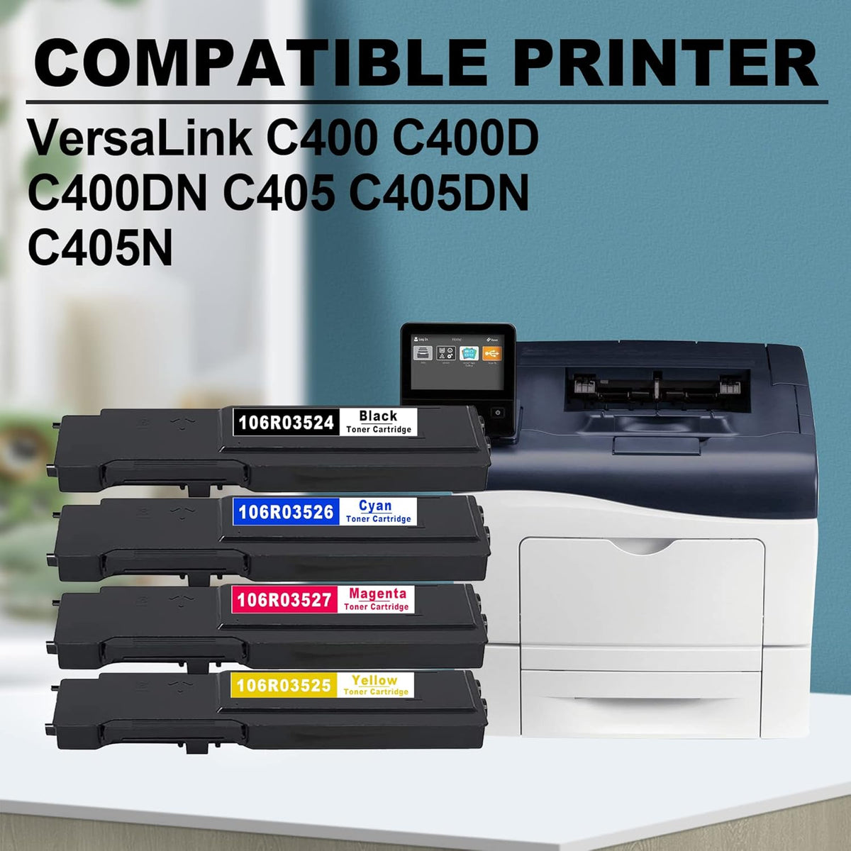 5 PK Toner Cartridge for Xerox C400 C405 Printer U21366