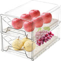 Plastic Stackable Fridge Organizer Bins with Removable Drain Tray, 2 Pack R2305
